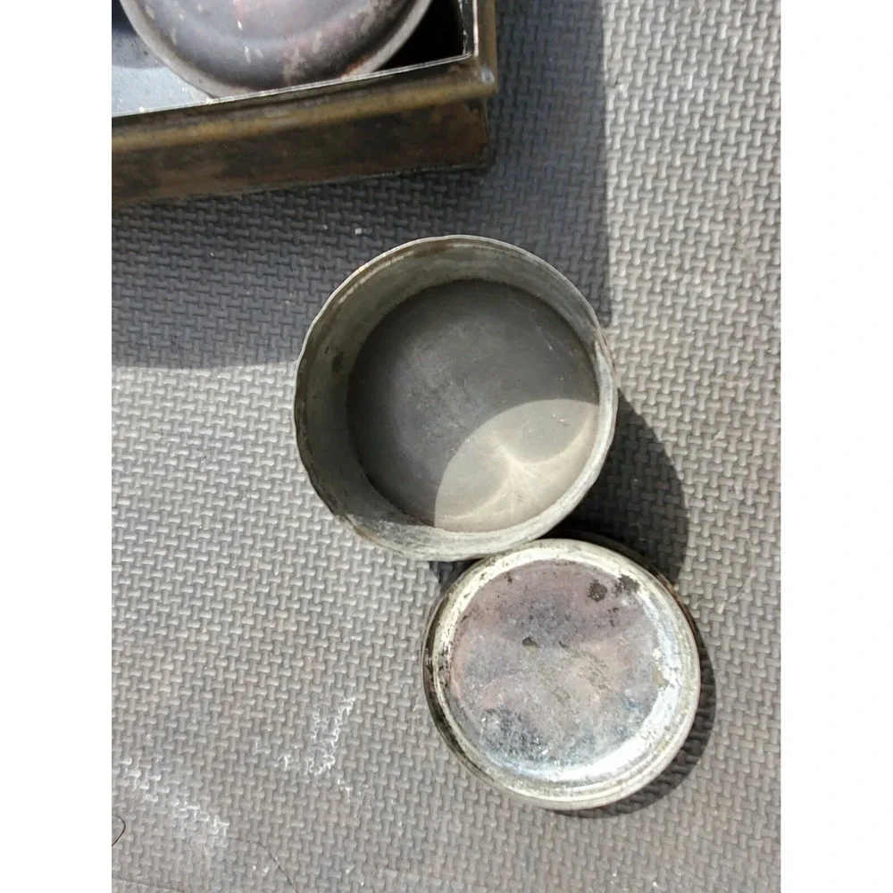 ANTIQUE TIN SPICE CANISTER‎ SET in BOX travel